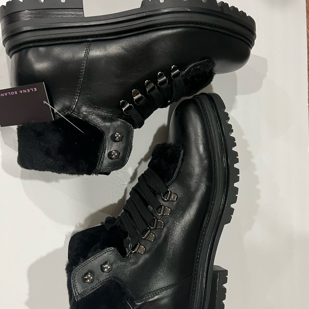 Elena Solano Hiking Boots Trim Sterling Fur
